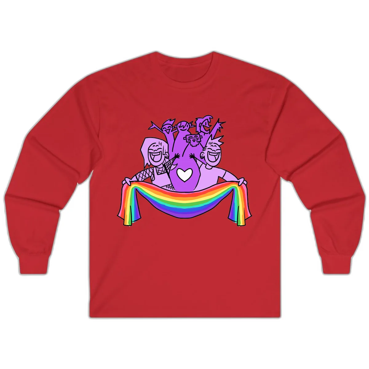 Pride Party Celebration with Rainbow Long Sleeve in Red