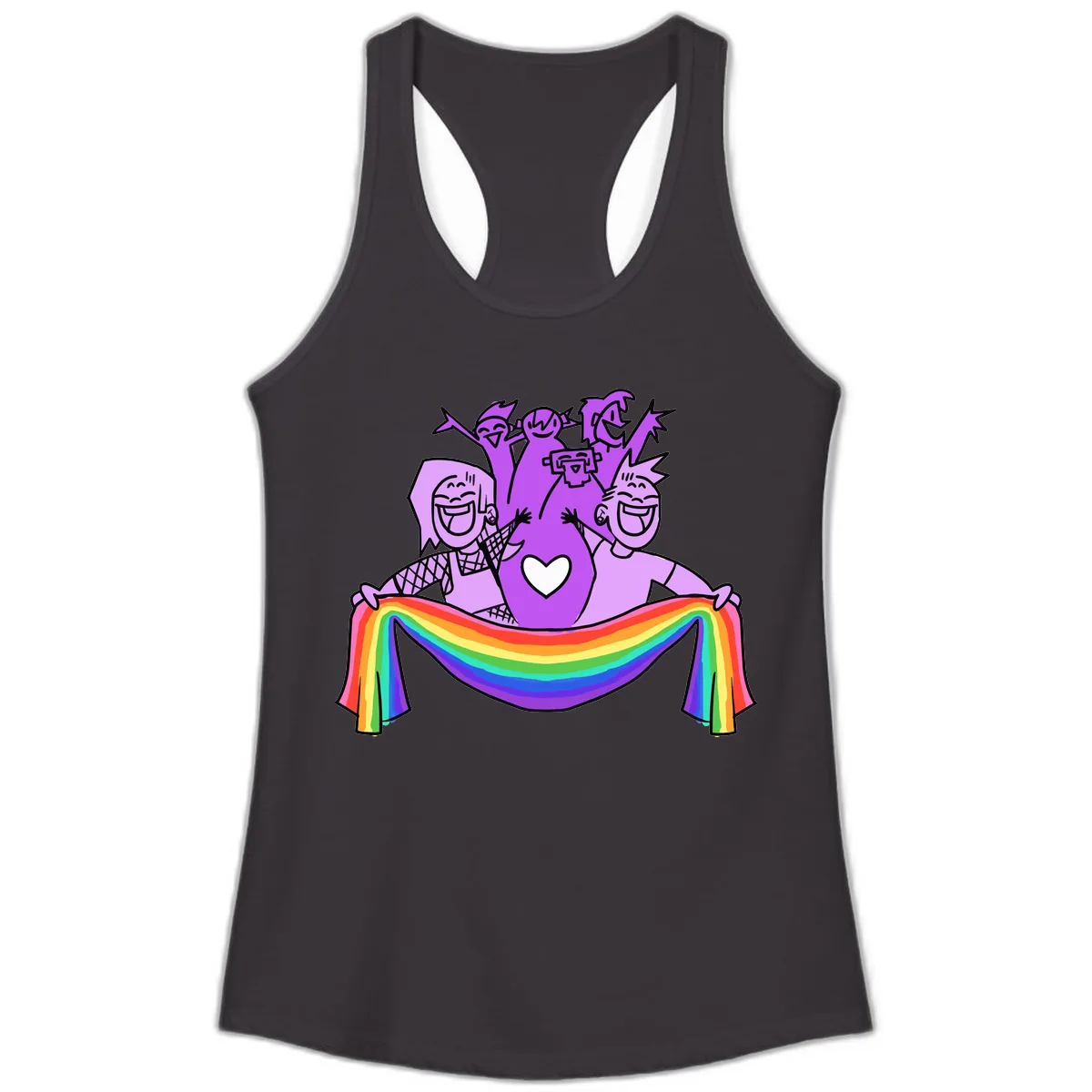 Pride Party Celebration with Rainbow Ladies Tank in Black