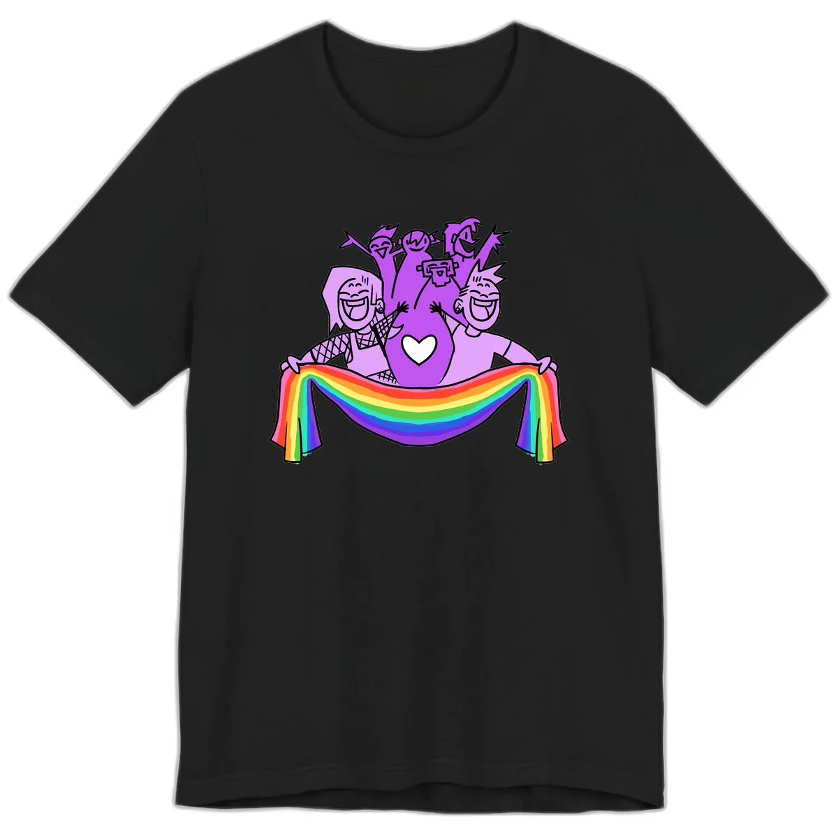 Pride Party Celebration with Rainbow Premium T-Shirt in Black