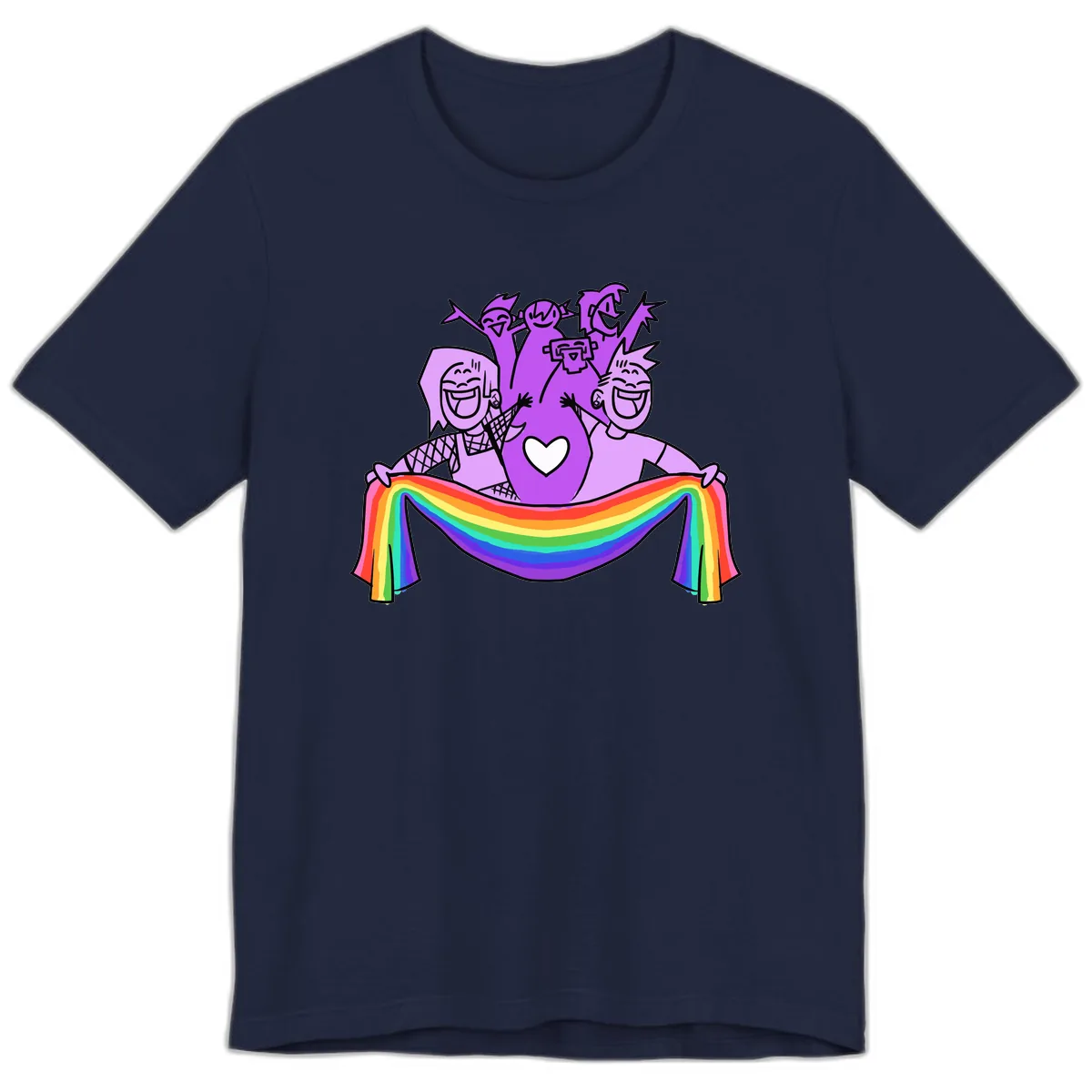 Pride Party Celebration with Rainbow Premium T-Shirt in Navy
