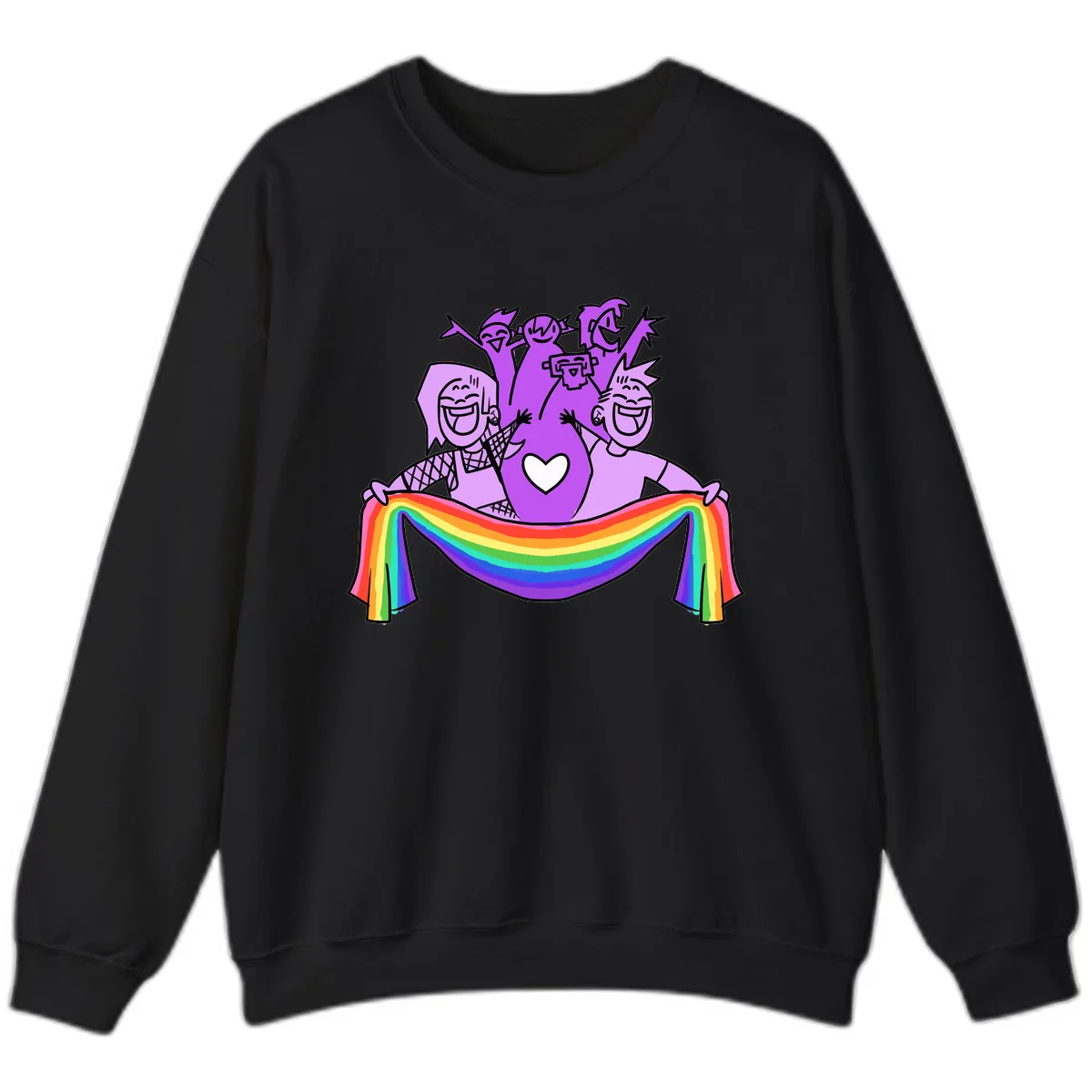Pride Party Celebration with Rainbow Sweatshirt in Black