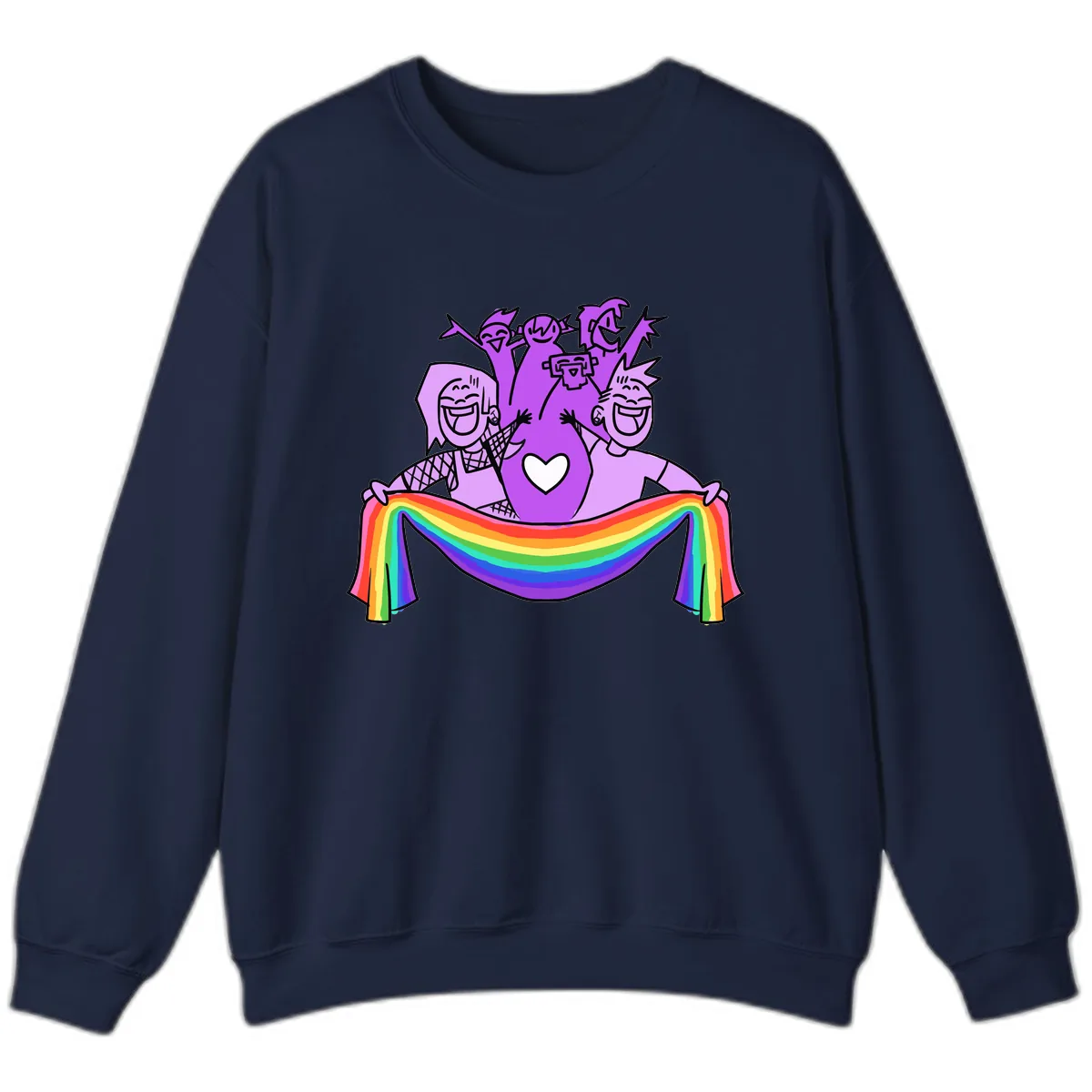 Pride Party Celebration with Rainbow Sweatshirt in Navy