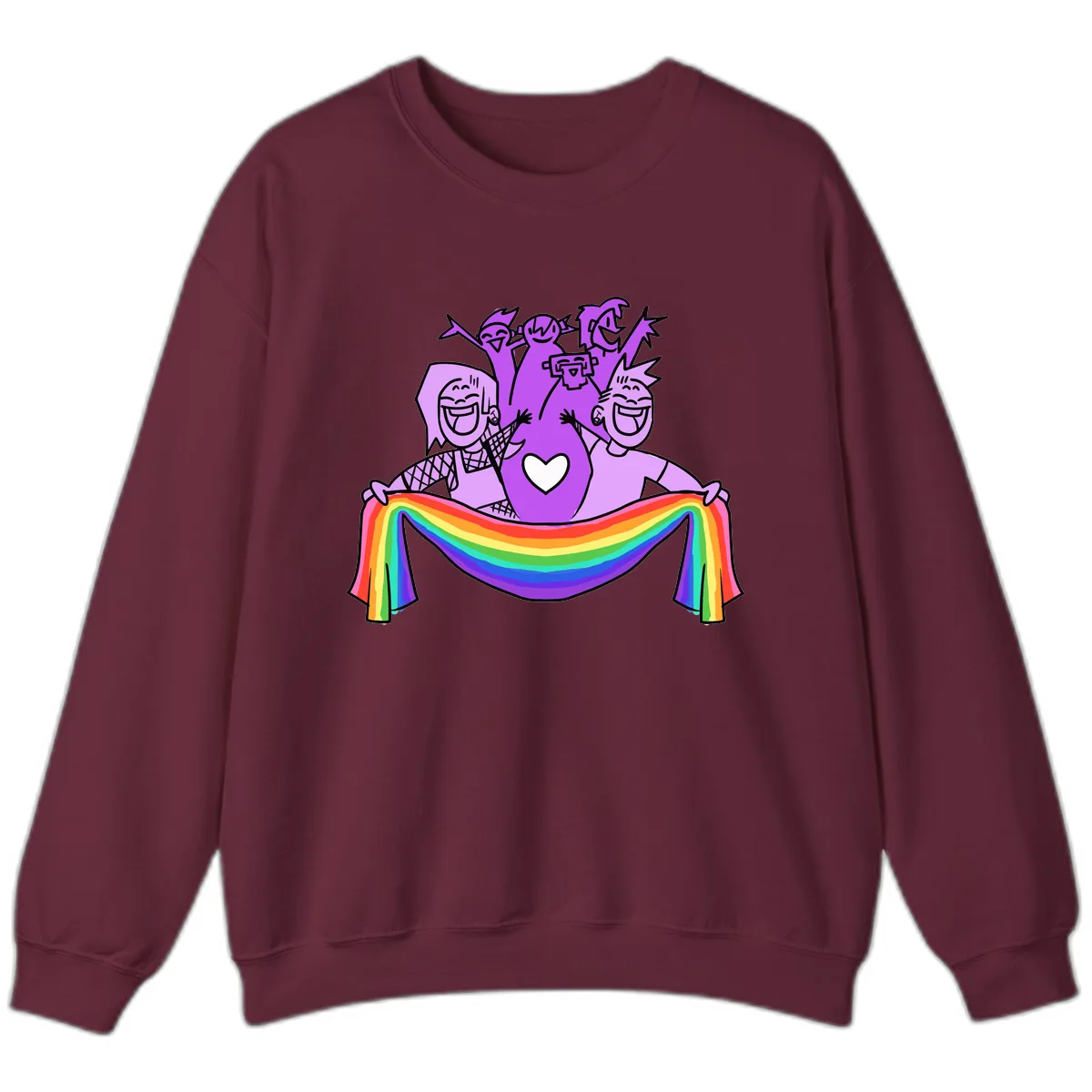 Pride Party Celebration with Rainbow Sweatshirt in Maroon