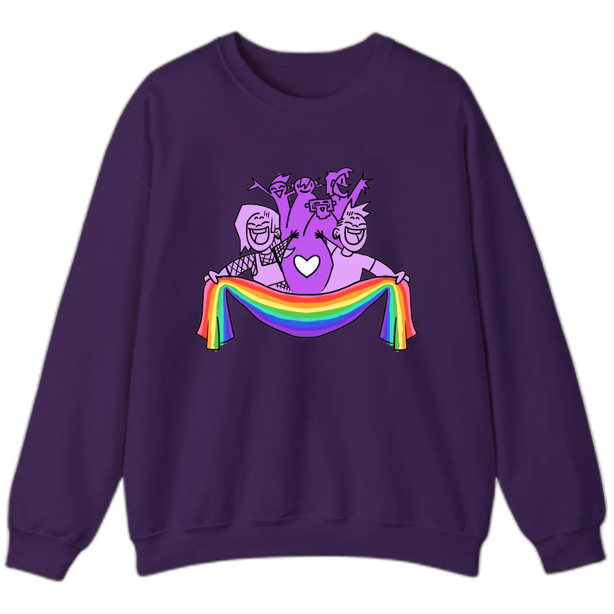 Pride Party Celebration with Rainbow Sweatshirt in Purple