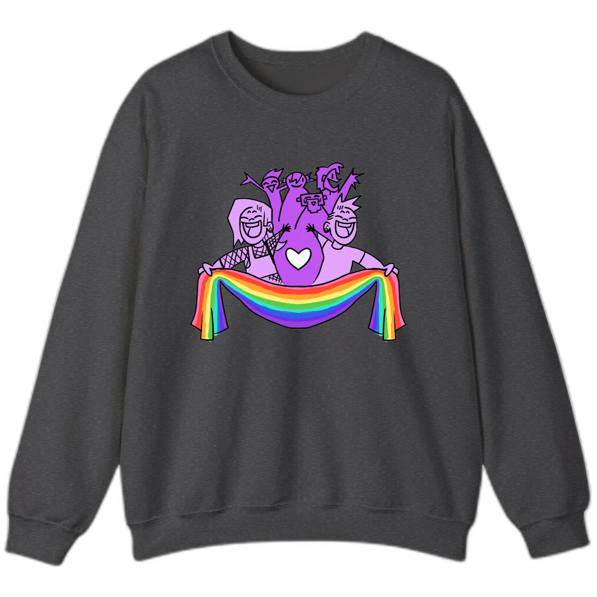 Pride Party Celebration with Rainbow Sweatshirt in Dark Heather