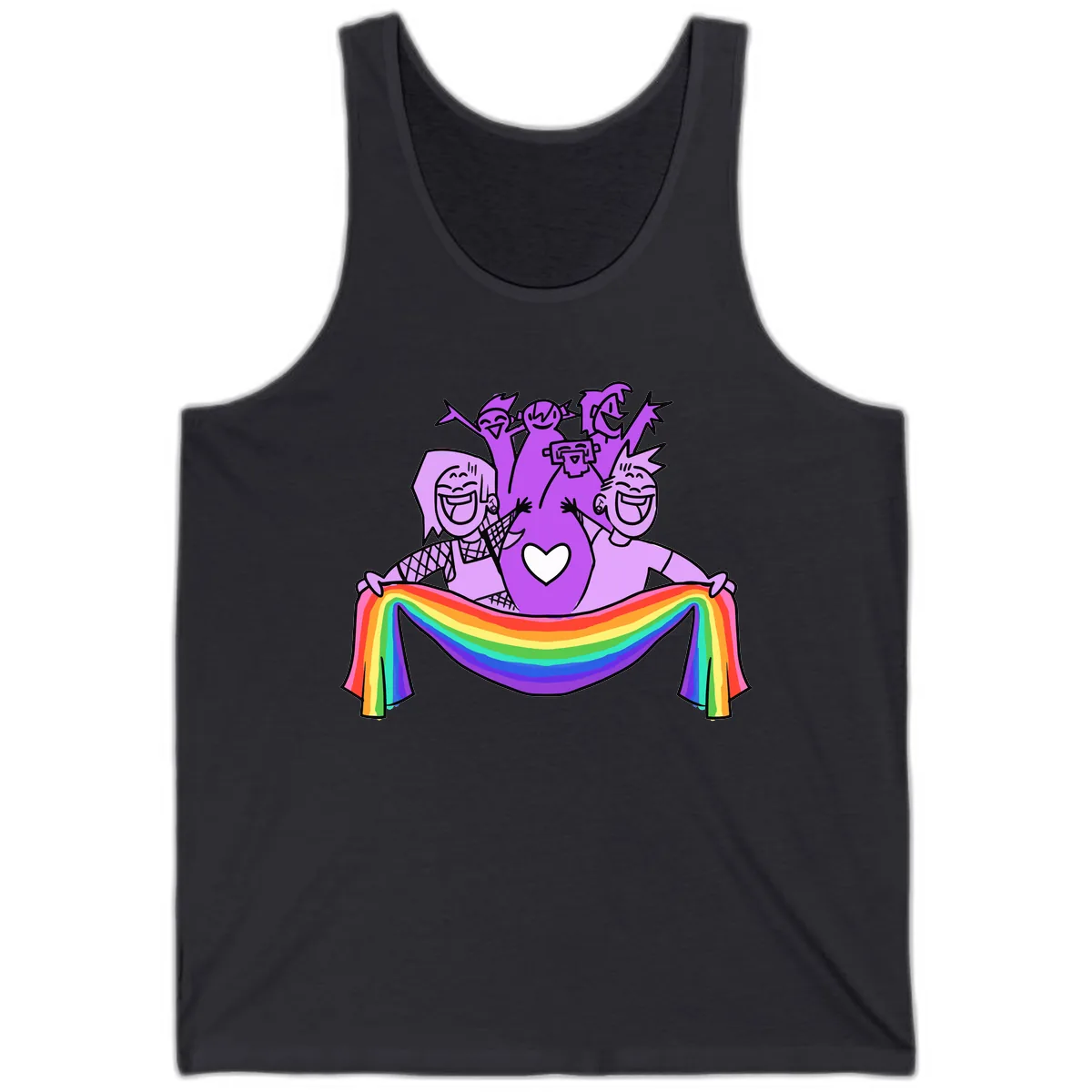 Pride Party Celebration with Rainbow Tank in Dark Grey