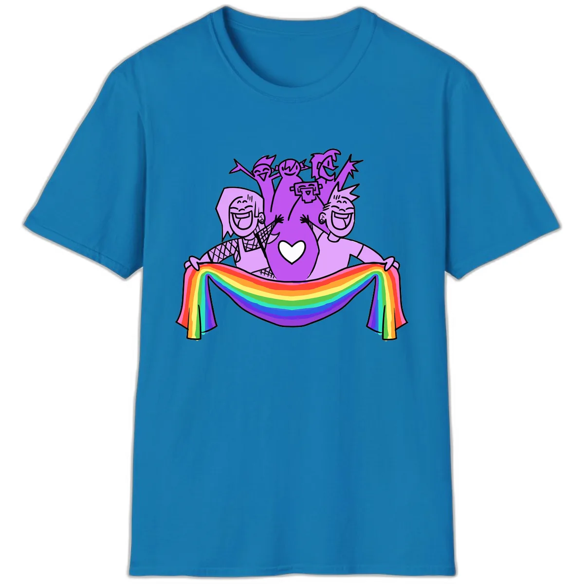 Pride Party Celebration with Rainbow T-Shirt in Sapphire