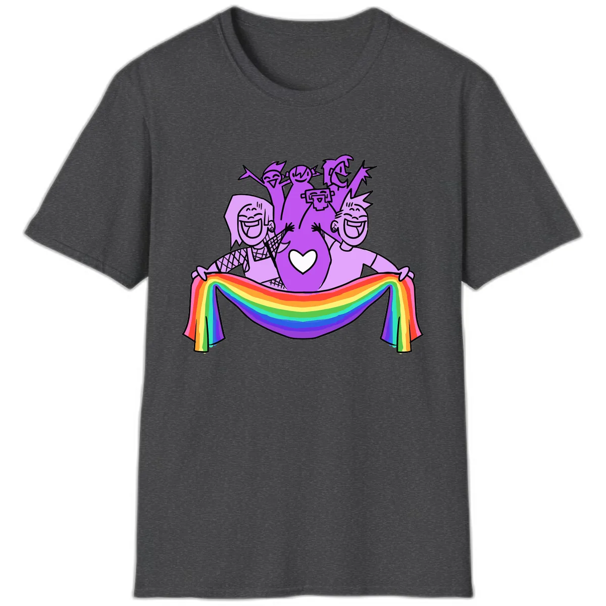 Pride Party Celebration with Rainbow T-Shirt in Dark Heather