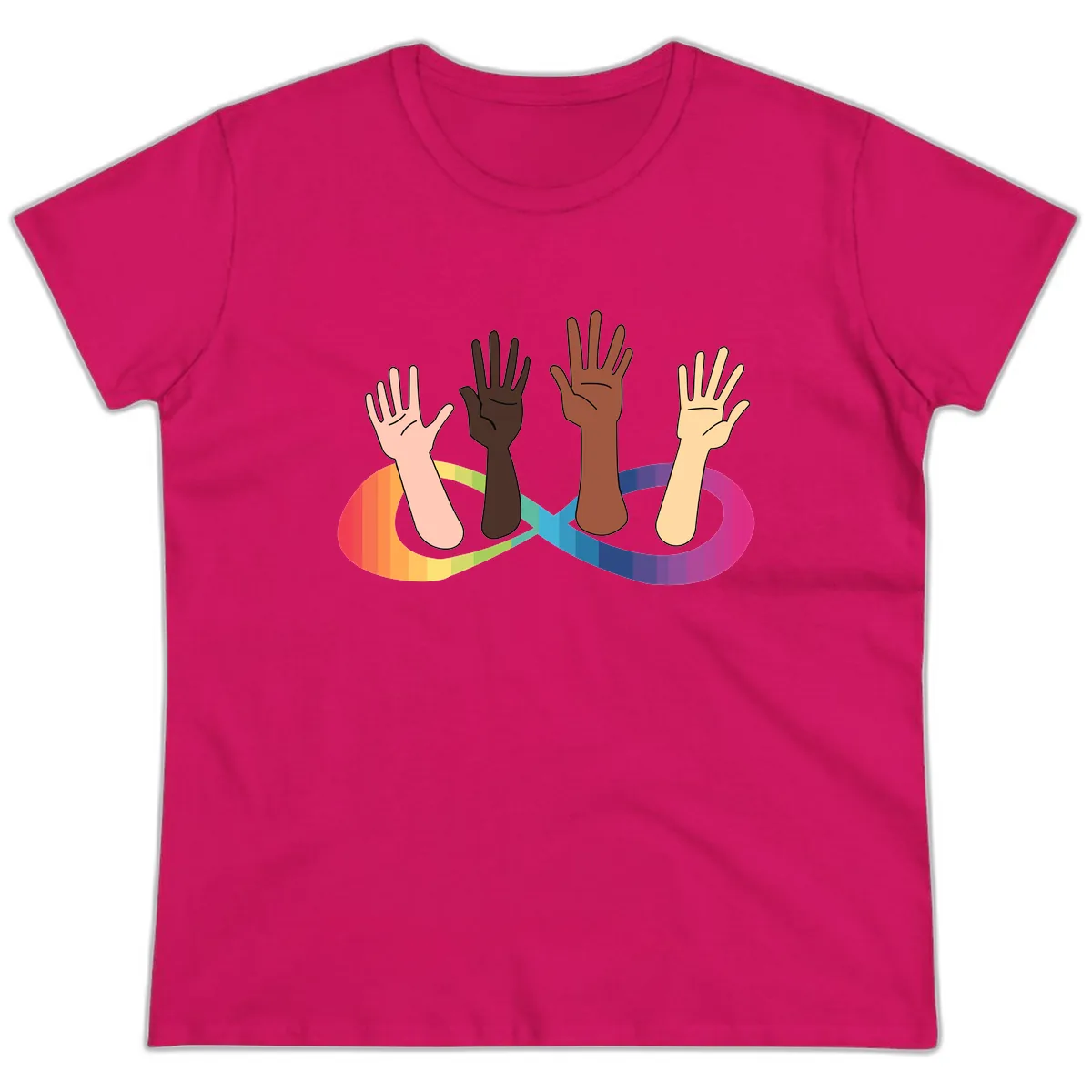 United Hands Pride Ladies Tee in Heliconia