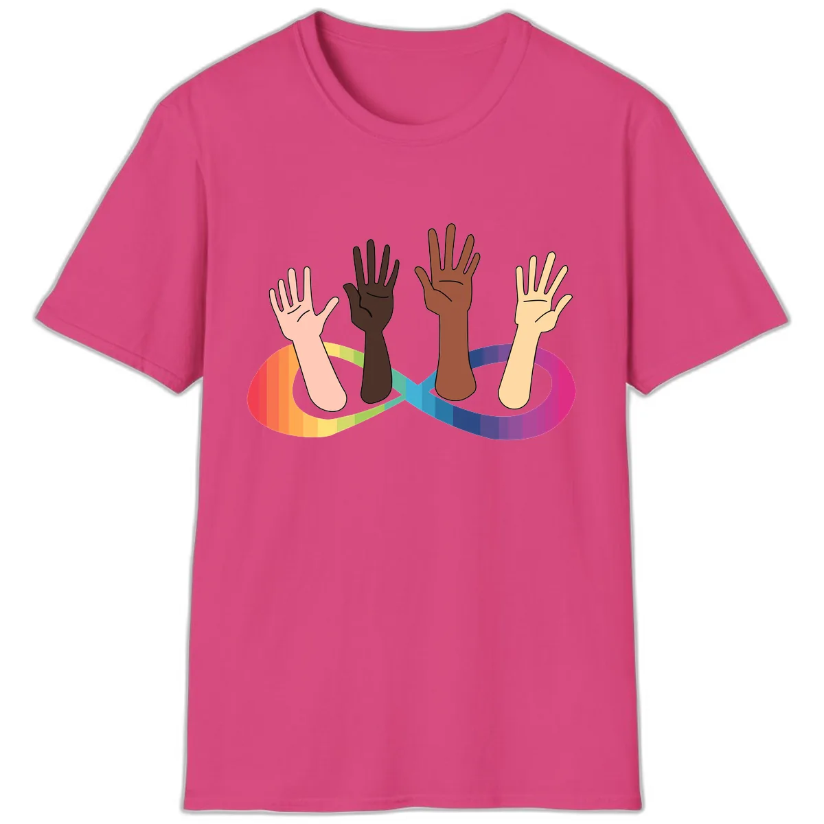 United Hands Pride T-Shirt in Heliconia