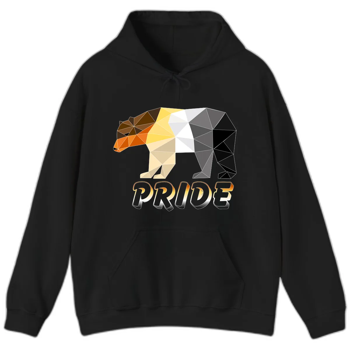 Geometric Pride Bear Hoodie in Black
