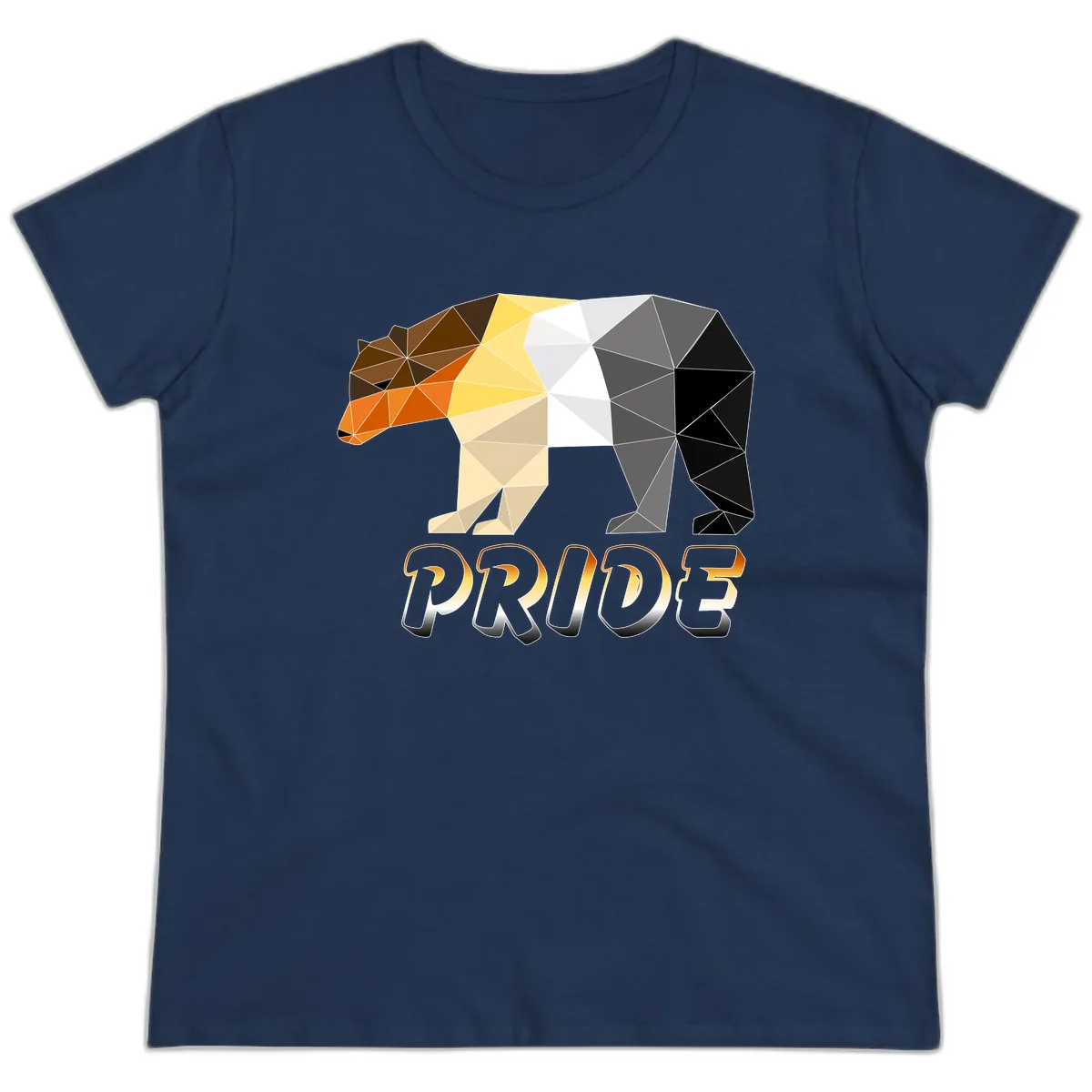 Geometric Pride Bear Ladies Tee in Navy