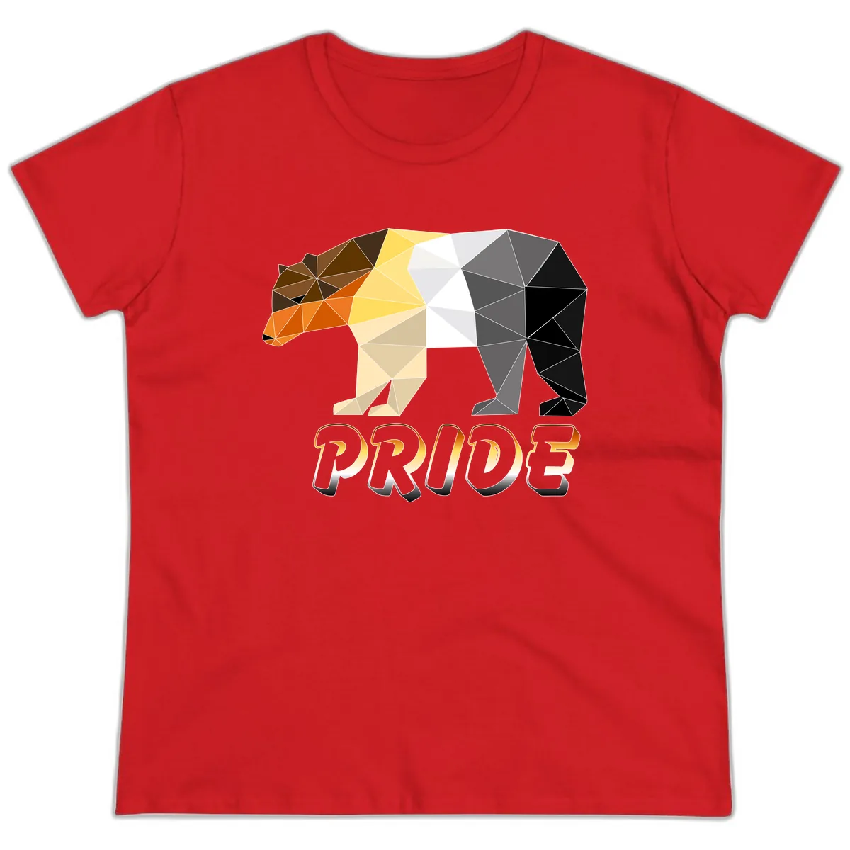 Geometric Pride Bear Ladies Tee in Red