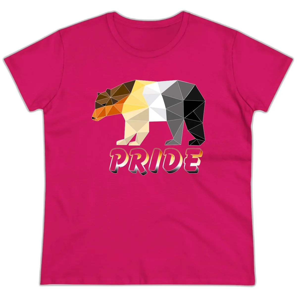 Geometric Pride Bear Ladies Tee in Heliconia