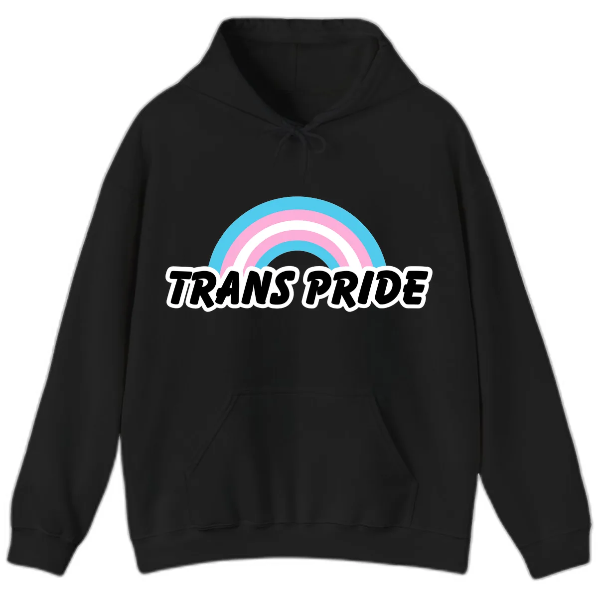 Trans Pride Rainbow Hoodie in Black