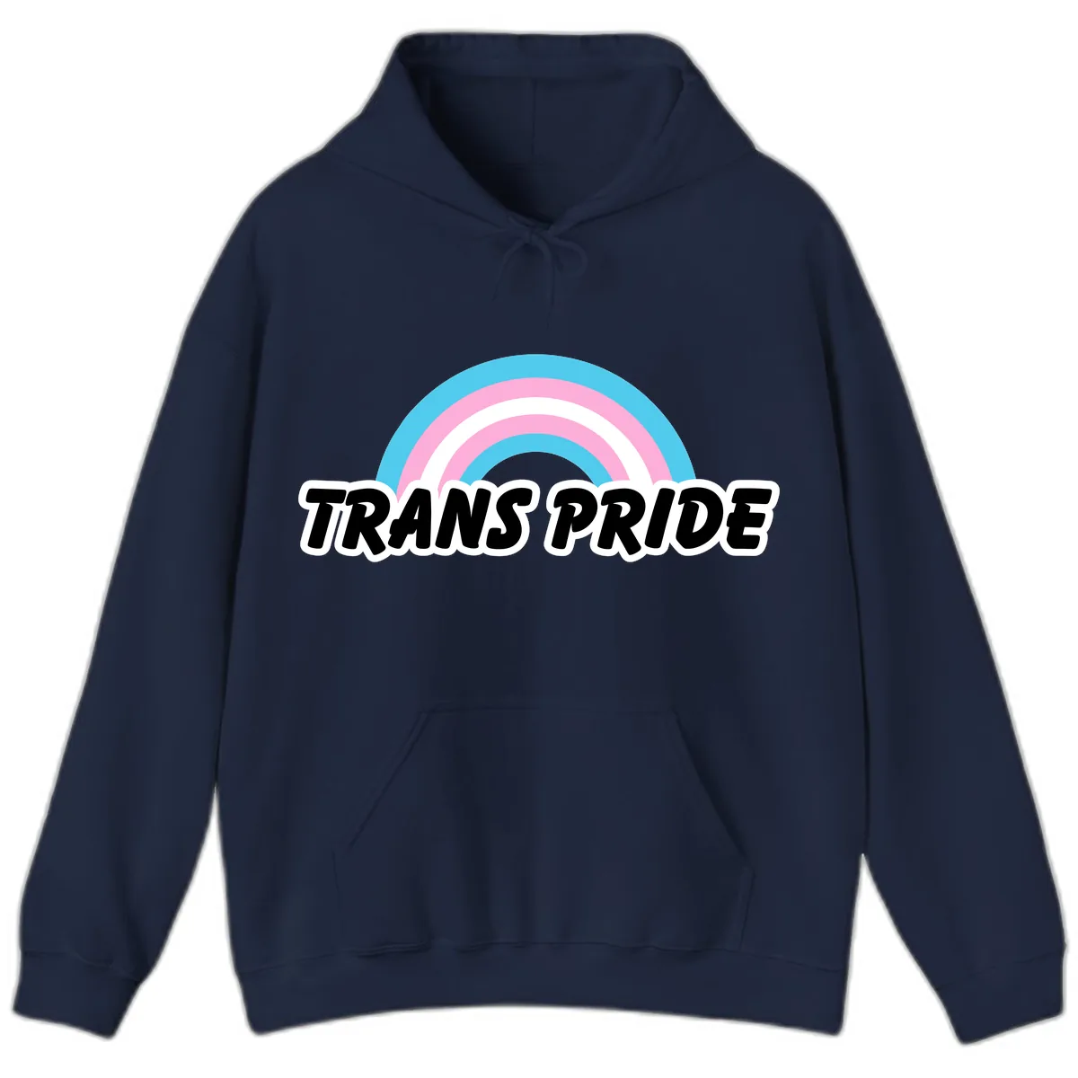 Trans Pride Rainbow Hoodie in Navy