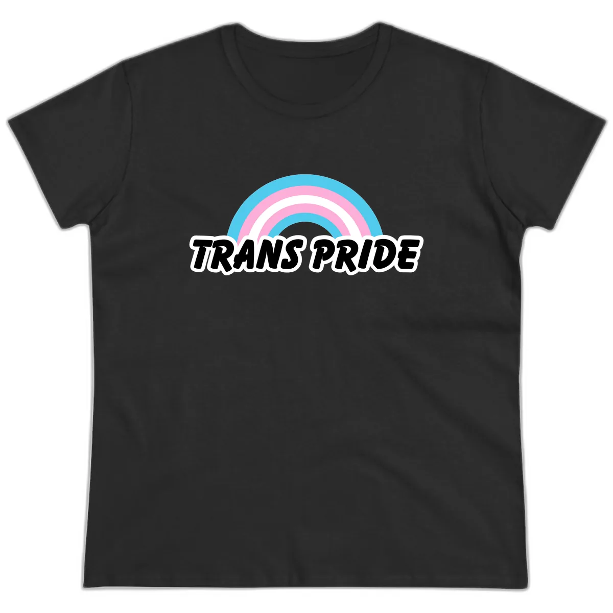 Trans Pride Rainbow Ladies Tee in Black