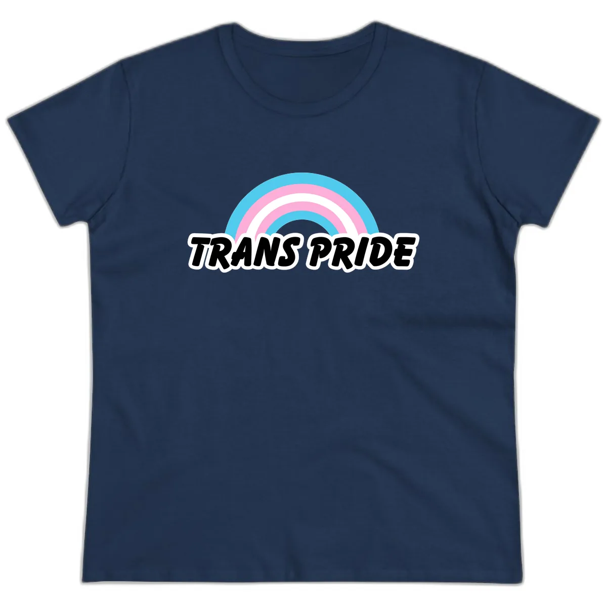 Trans Pride Rainbow Ladies Tee in Navy