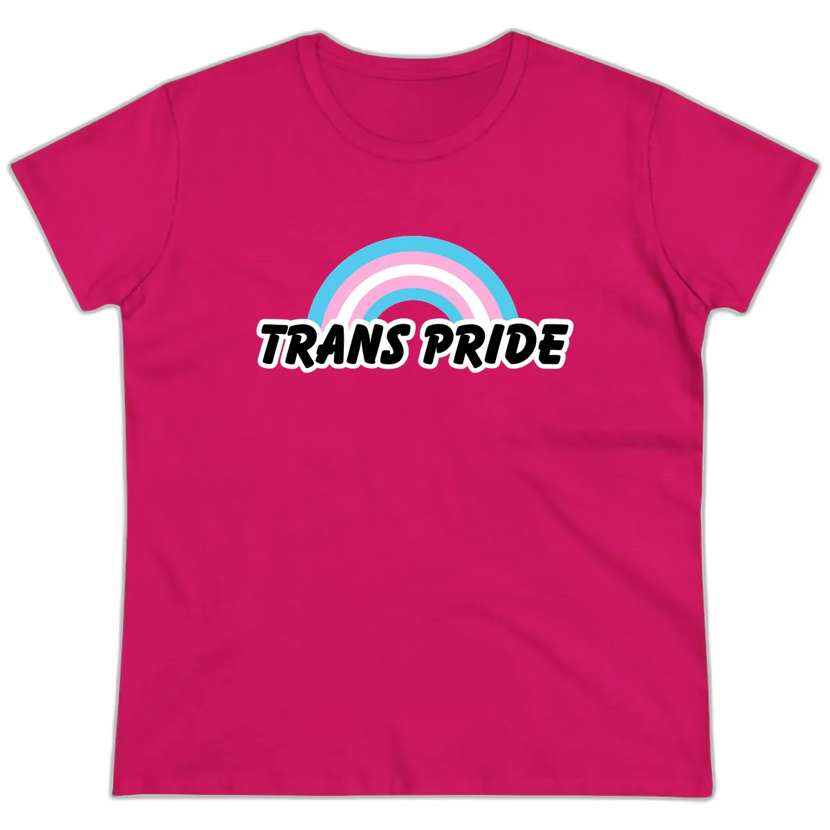 Trans Pride Rainbow Ladies Tee in Heliconia