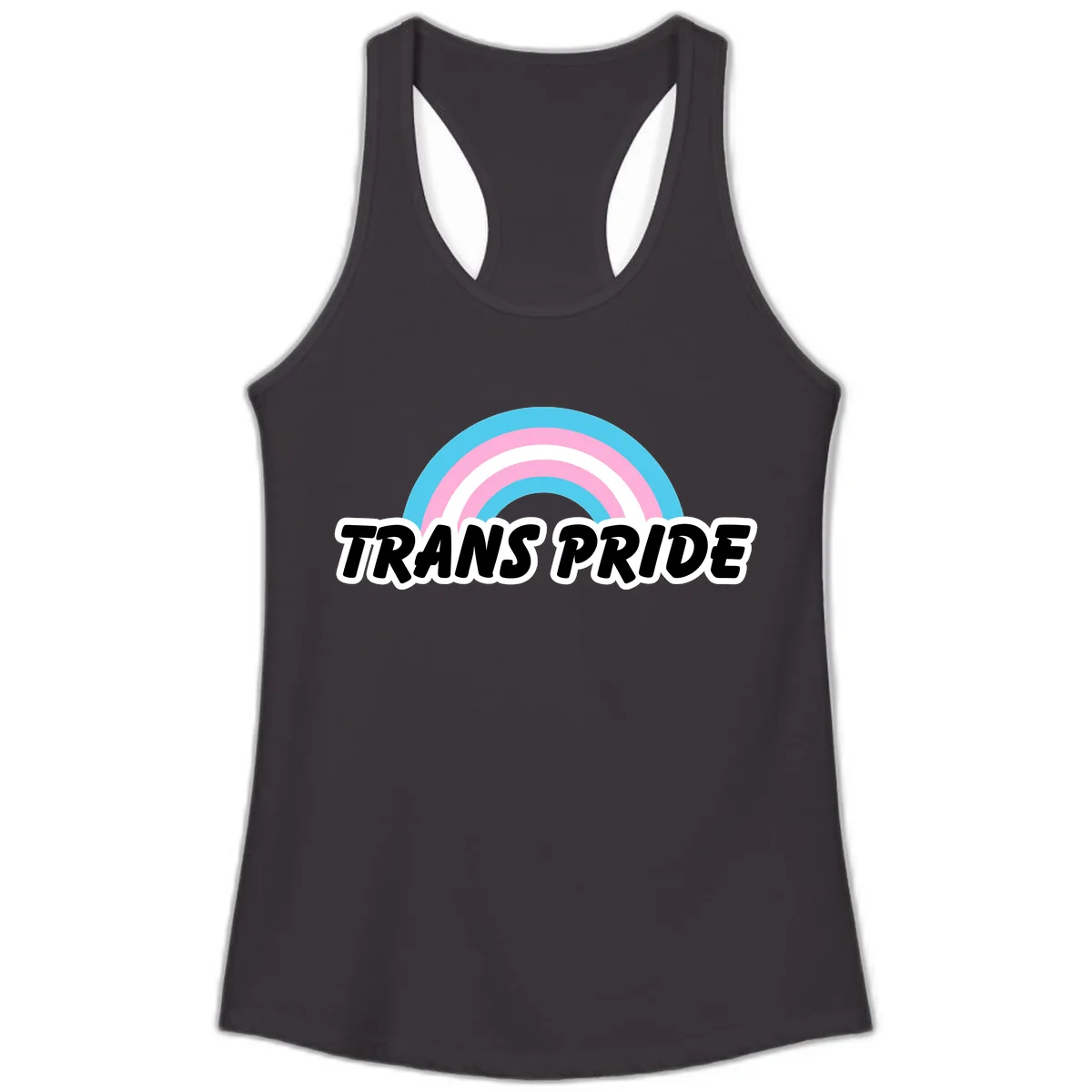 Trans Pride Rainbow Ladies Tank in Black