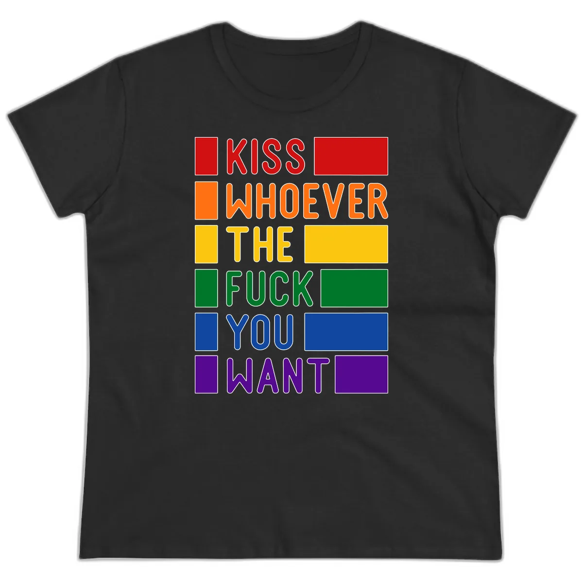 Kiss Whoever The Fuck You Want Ladies Tee in Black