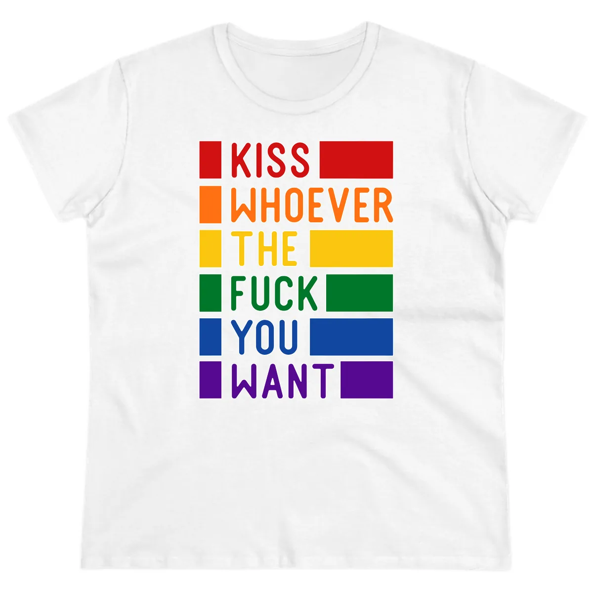 Kiss Whoever The Fuck You Want Ladies Tee in White