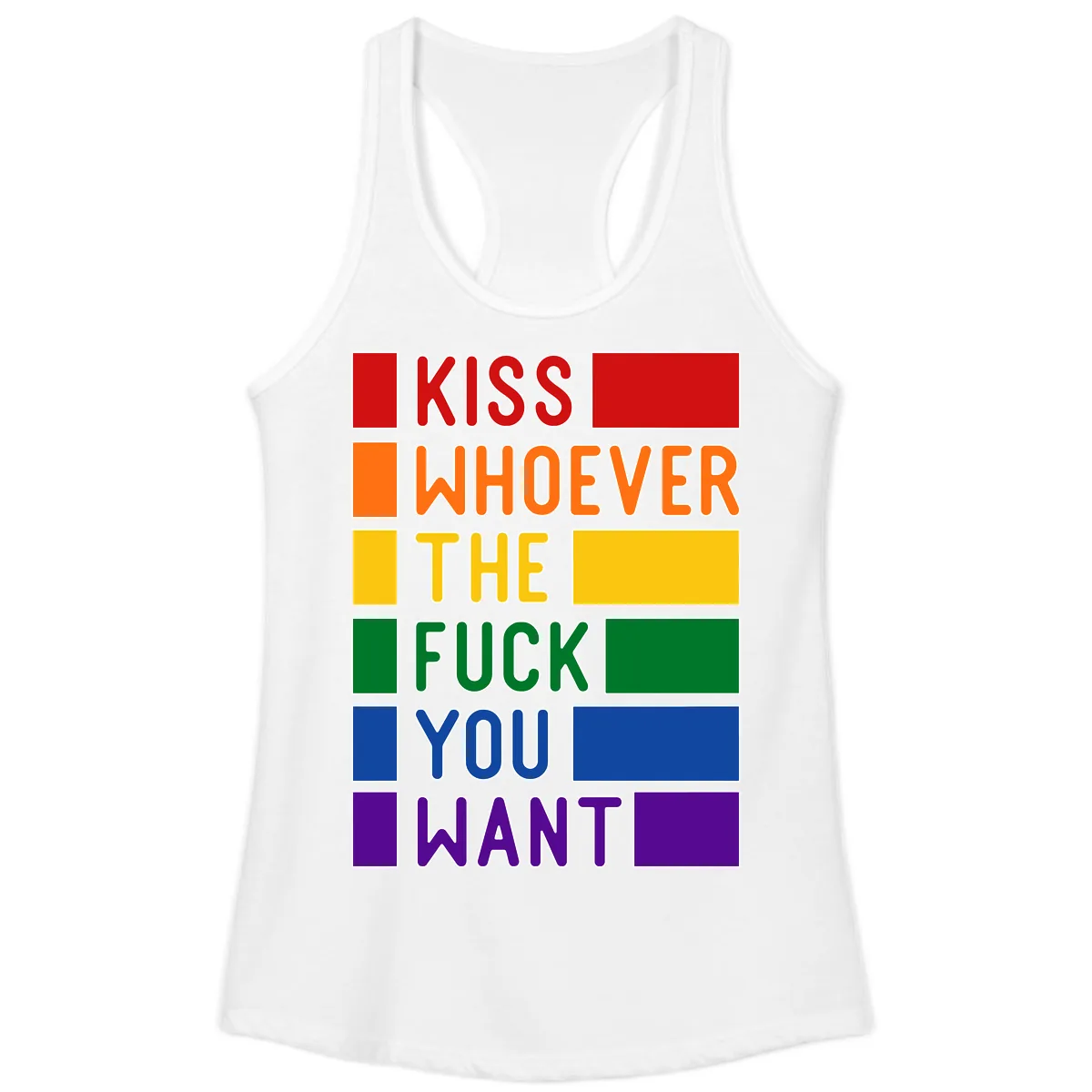 Kiss Whoever The Fuck You Want Ladies Tank in White