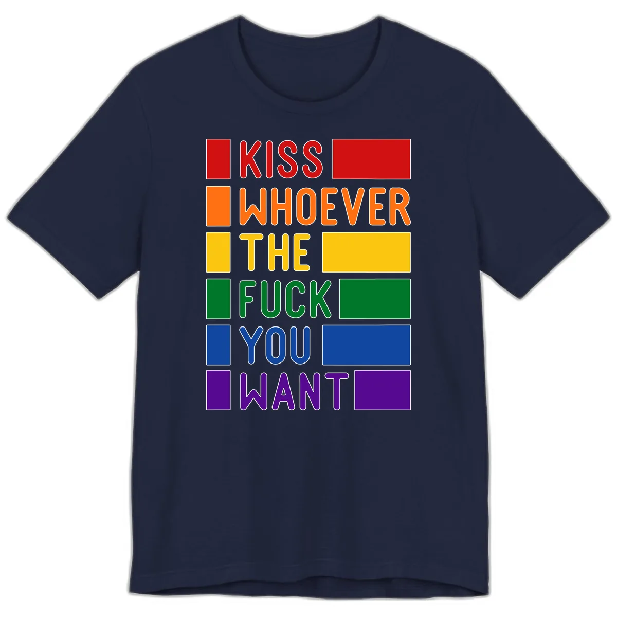 Kiss Whoever The Fuck You Want Premium T-Shirt in Navy