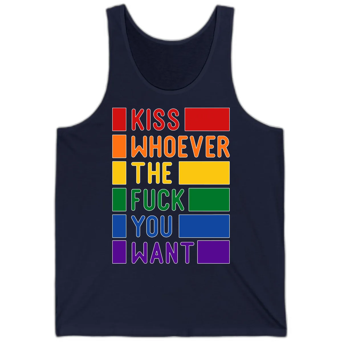 Kiss Whoever The Fuck You Want Tank in Navy