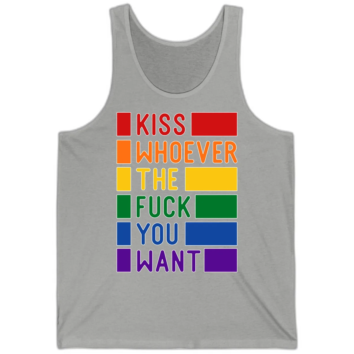 Kiss Whoever The Fuck You Want Tank in Athletic Heather