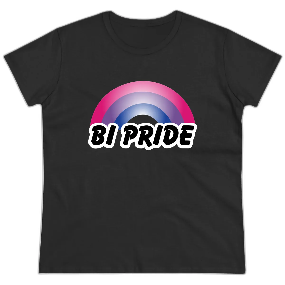 Bi Pride Rainbow Ladies Tee in Black