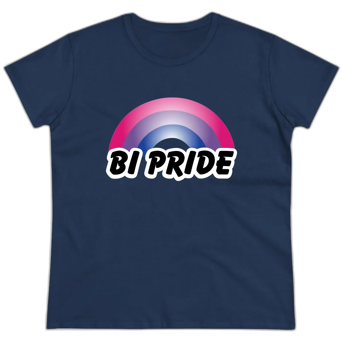 Bi Pride Rainbow Ladies Tee in Navy