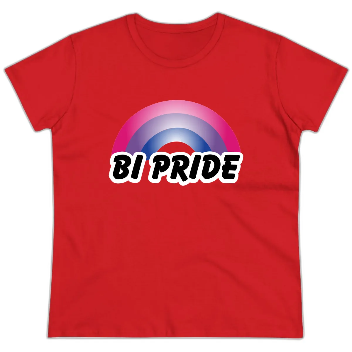 Bi Pride Rainbow Ladies Tee in Red