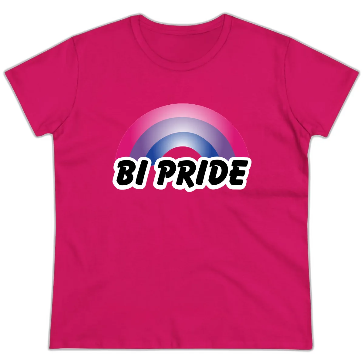 Bi Pride Rainbow Ladies Tee in Heliconia