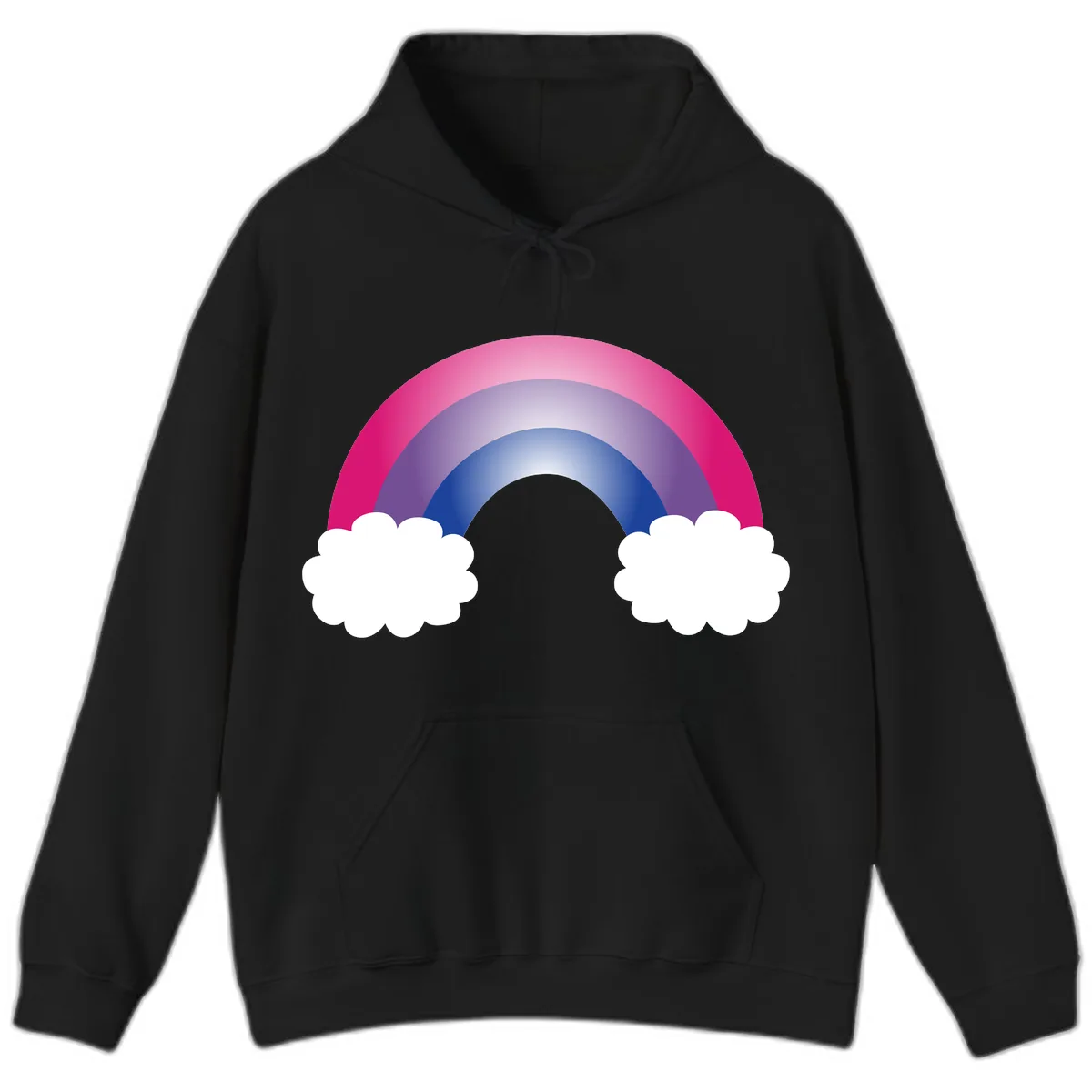 Rainbow Dreams With Clouds Hoodie in Black