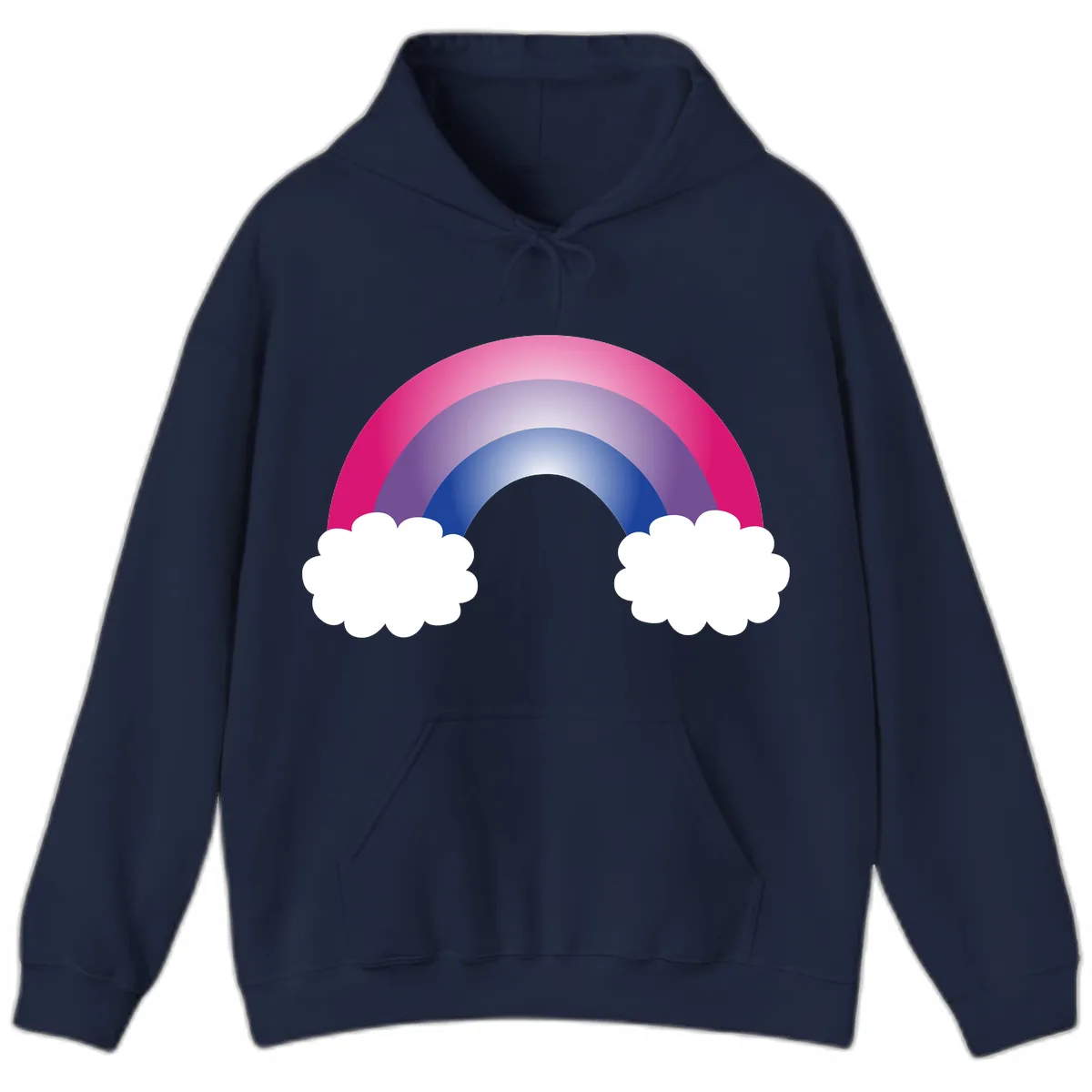 Rainbow Dreams With Clouds Hoodie in Navy