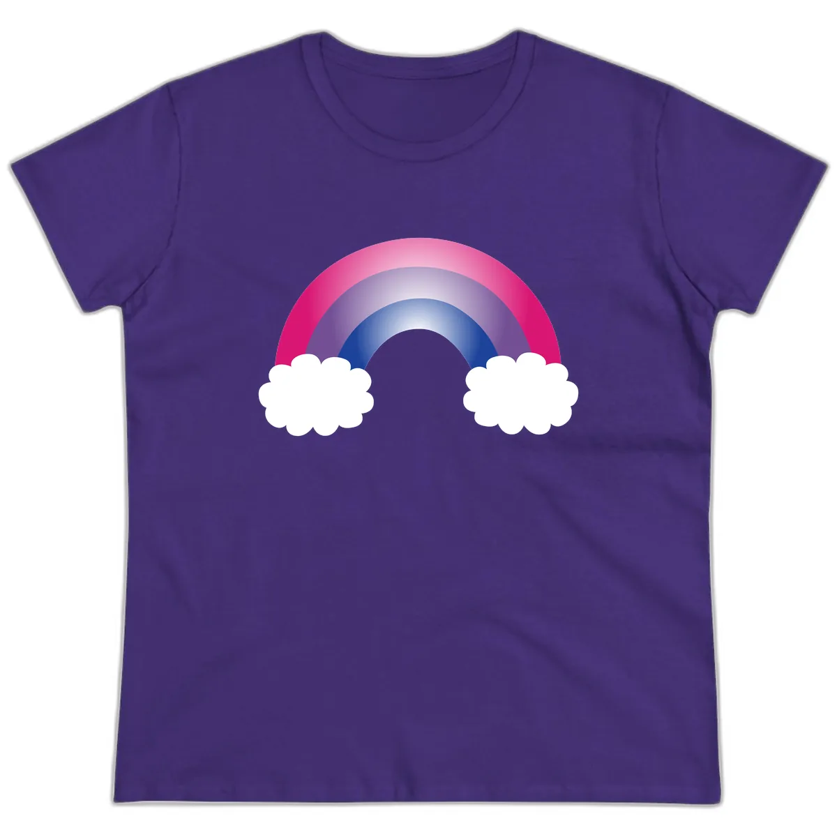 Rainbow Dreams With Clouds Ladies Tee in Purple