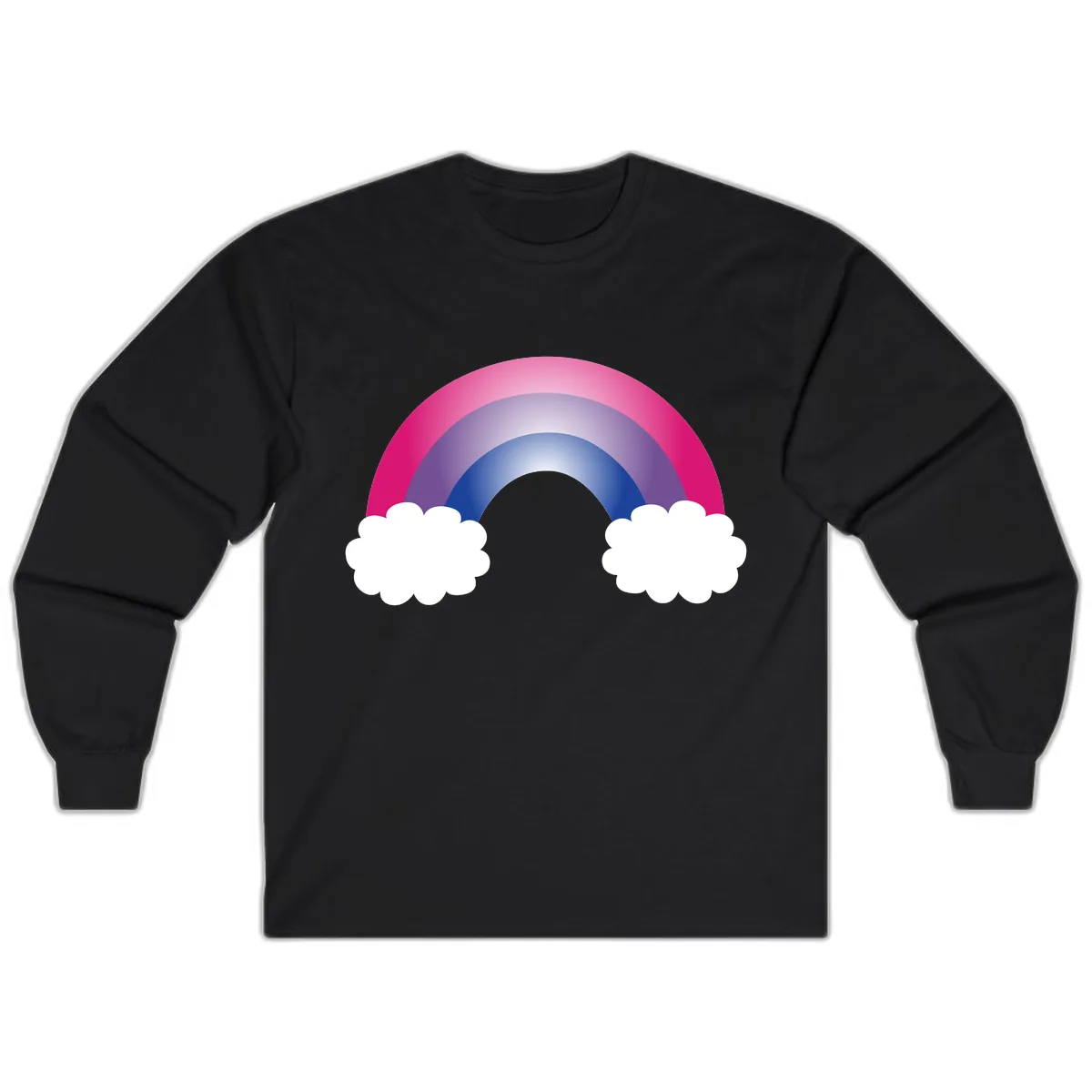 Rainbow Dreams With Clouds Long Sleeve in Black