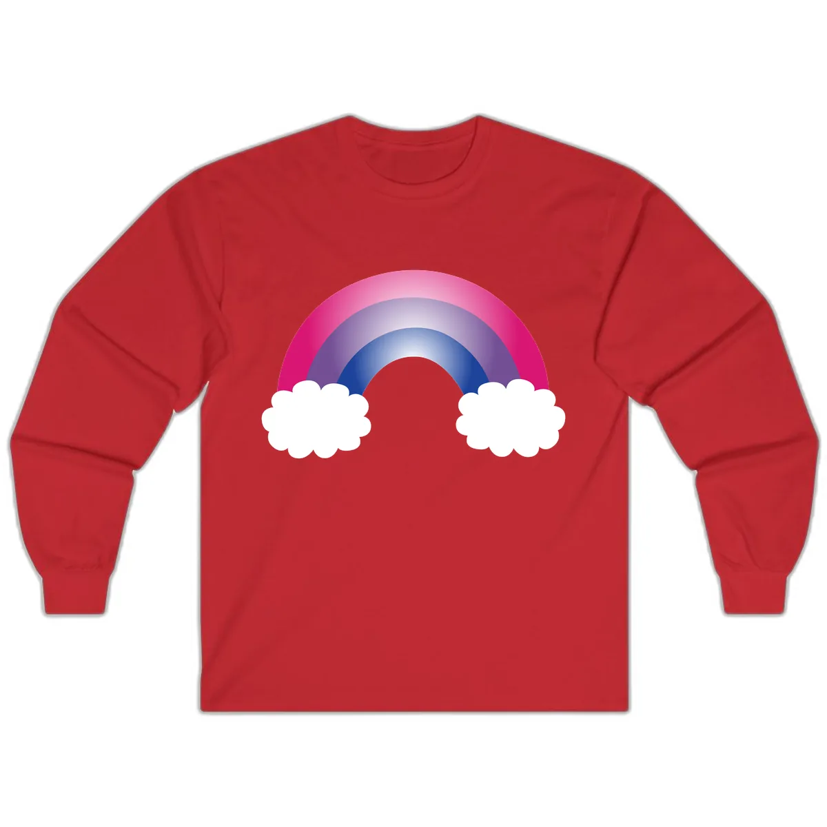 Rainbow Dreams With Clouds Long Sleeve in Red
