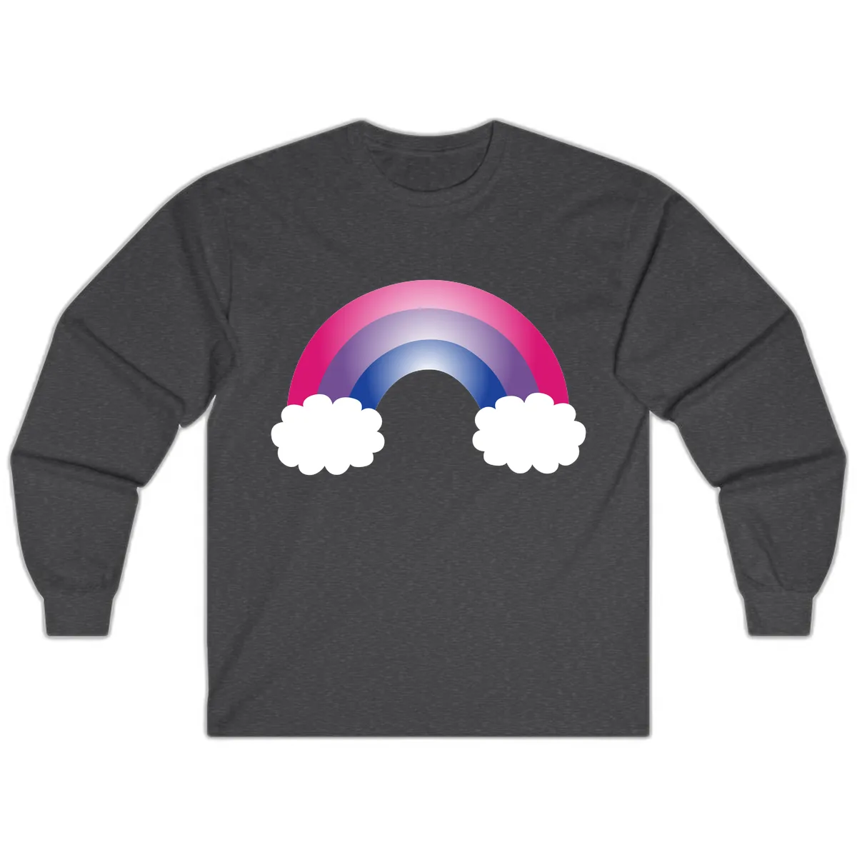 Rainbow Dreams With Clouds Long Sleeve in Dark Heather