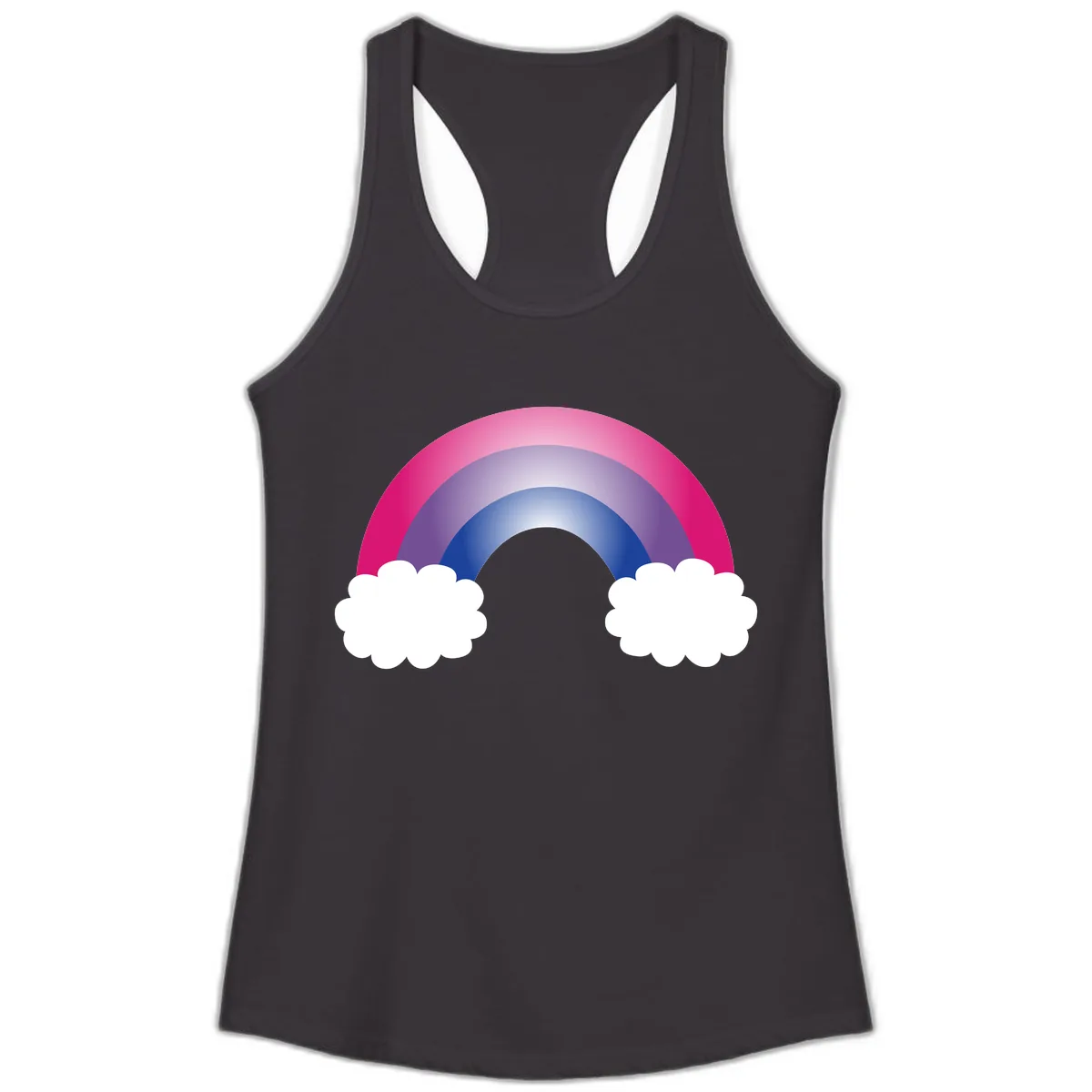 Rainbow Dreams With Clouds Ladies Tank in Black
