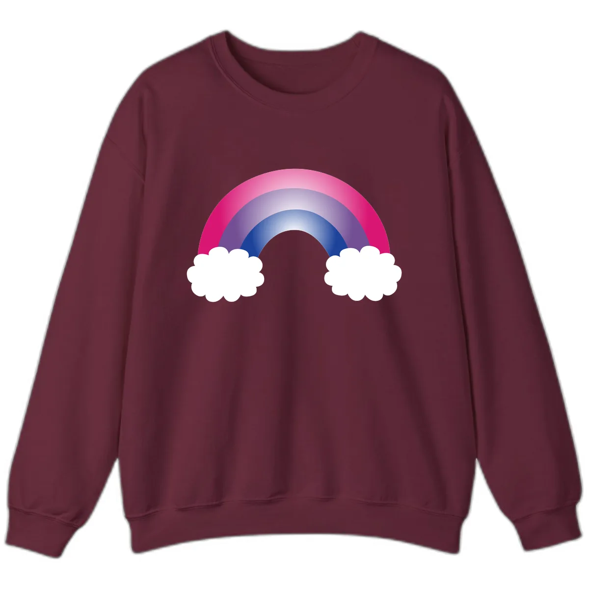 Rainbow Dreams With Clouds Sweatshirt in Maroon