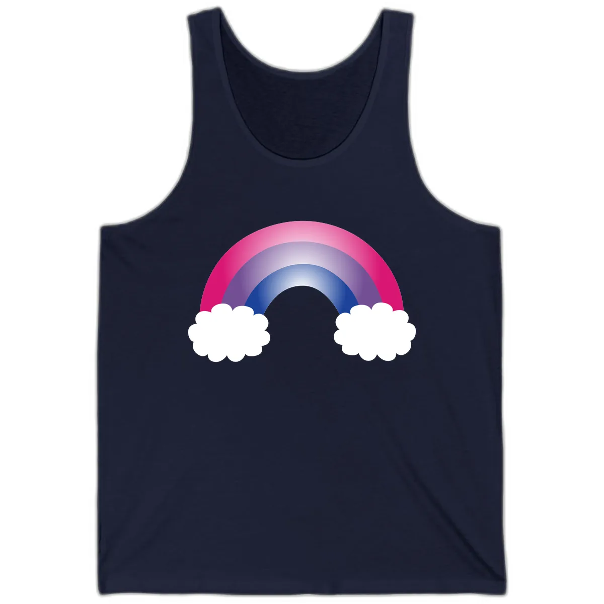 Rainbow Dreams With Clouds Tank in Navy