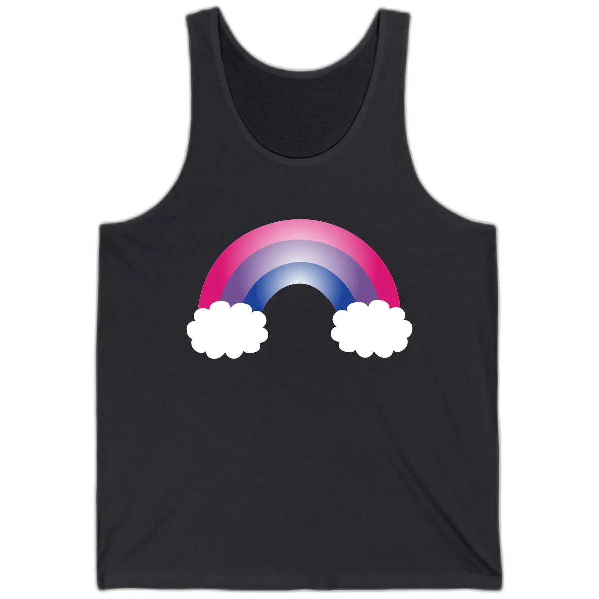 Rainbow Dreams With Clouds Tank in Dark Grey