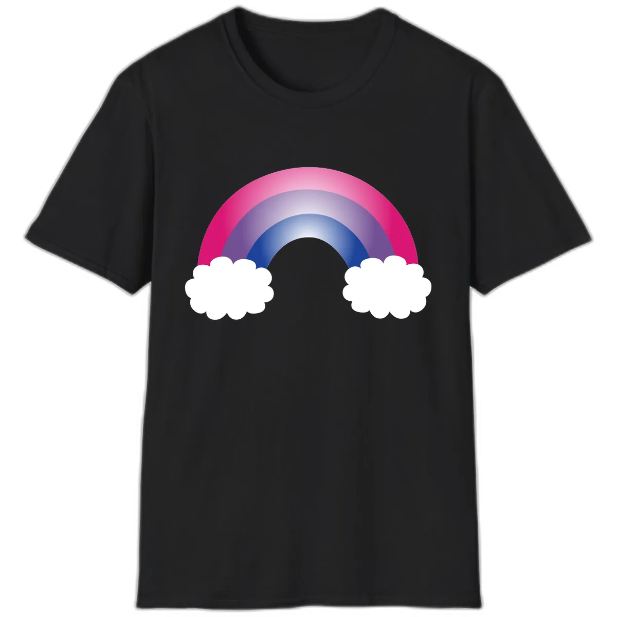 Rainbow Dreams With Clouds T-Shirt in Black