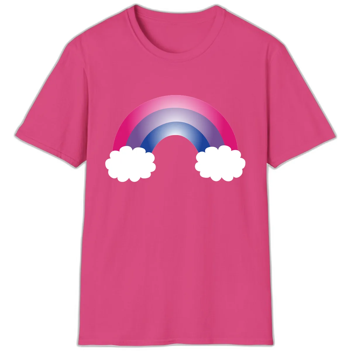 Rainbow Dreams With Clouds T-Shirt in Heliconia