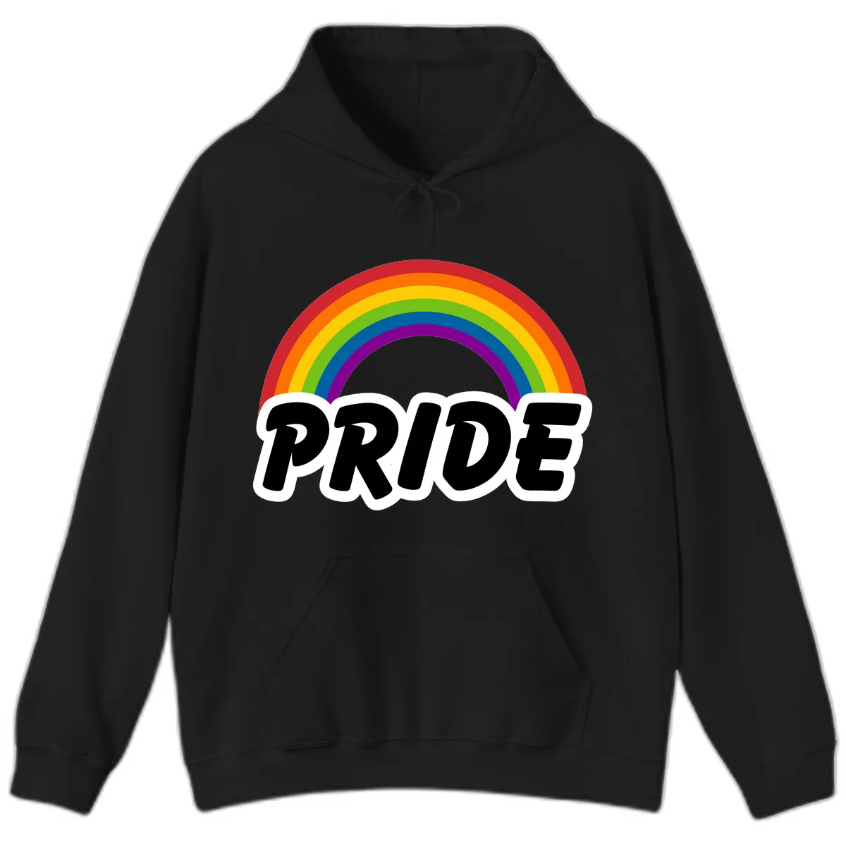 Pride Rainbow Bold Statement Hoodie in Black