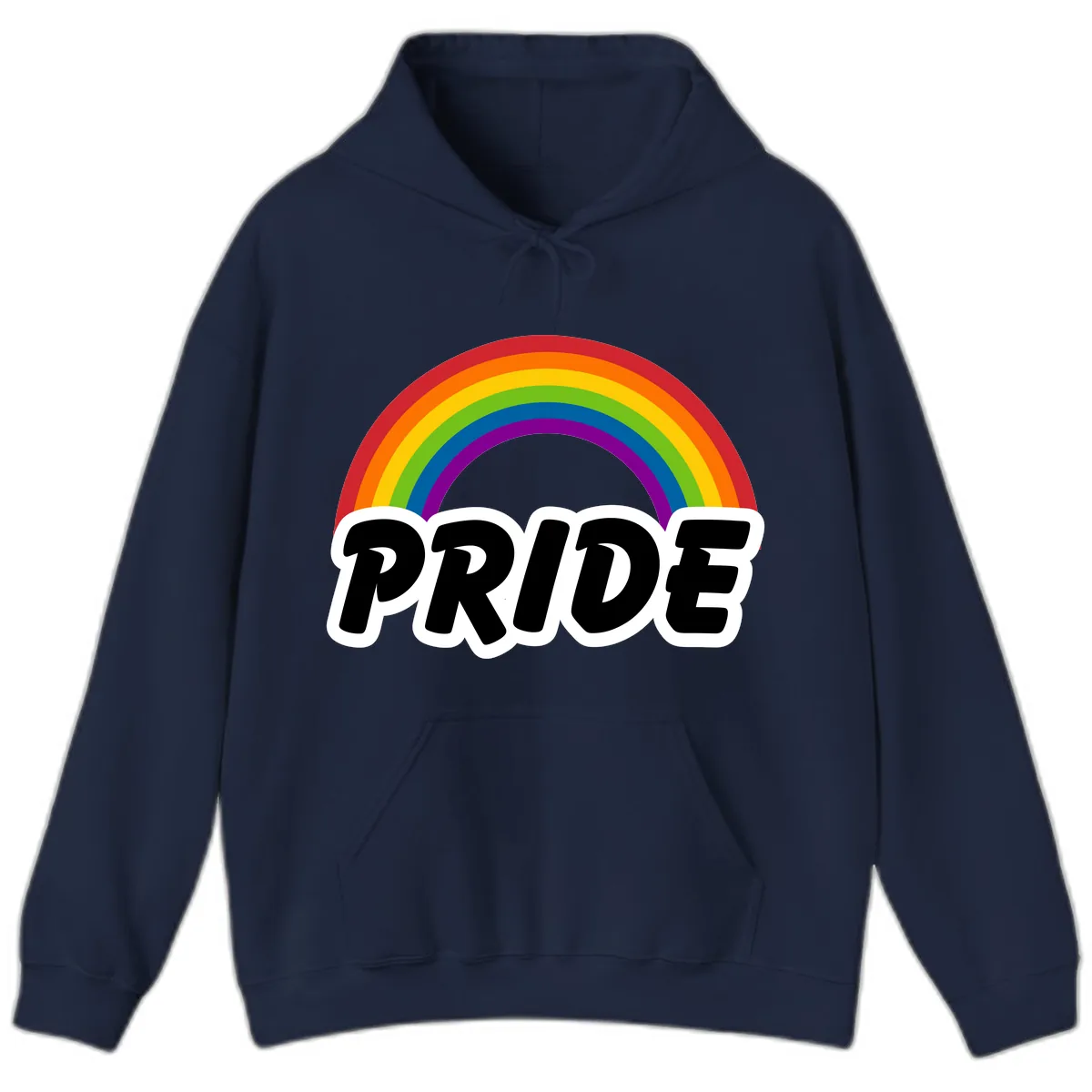 Pride Rainbow Bold Statement Hoodie in Navy