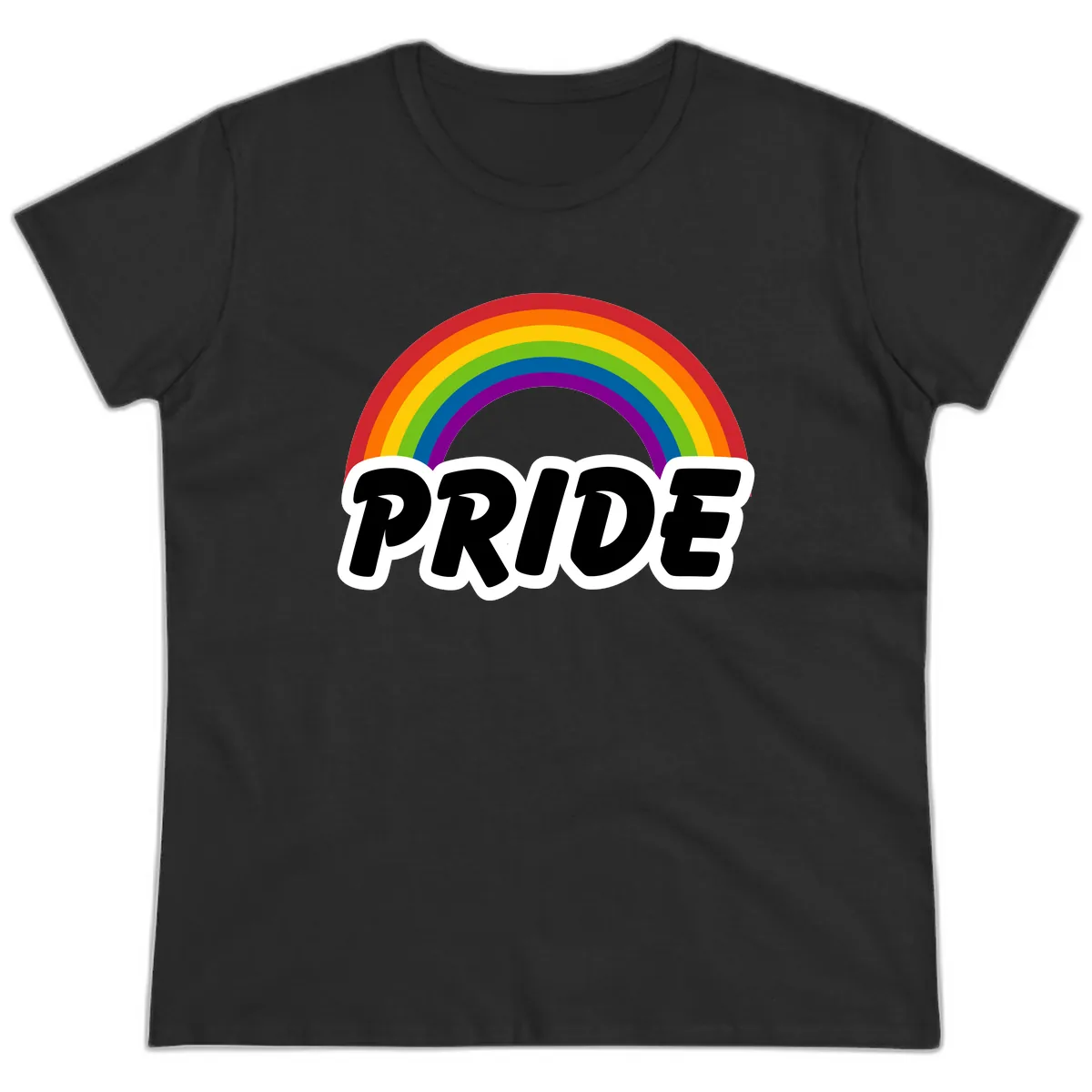 Pride Rainbow Bold Statement Ladies Tee in Black