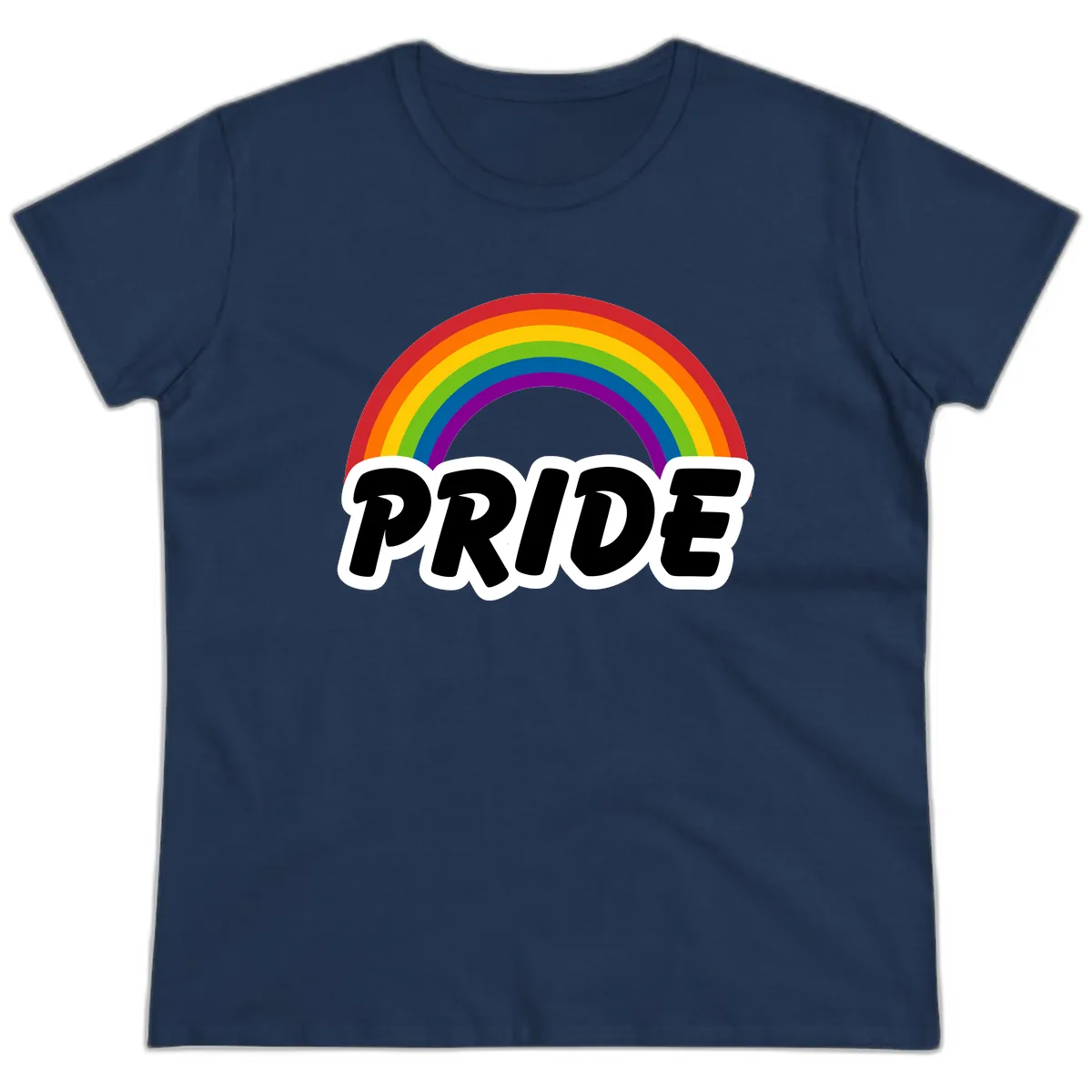 Pride Rainbow Bold Statement Ladies Tee in Navy